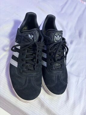 adidas Black Suede Sneakers with White Stripes